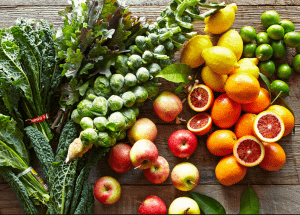 a group of fruits and vegetables on a wood surface Healthy Weight Loss Diets Corstorphine